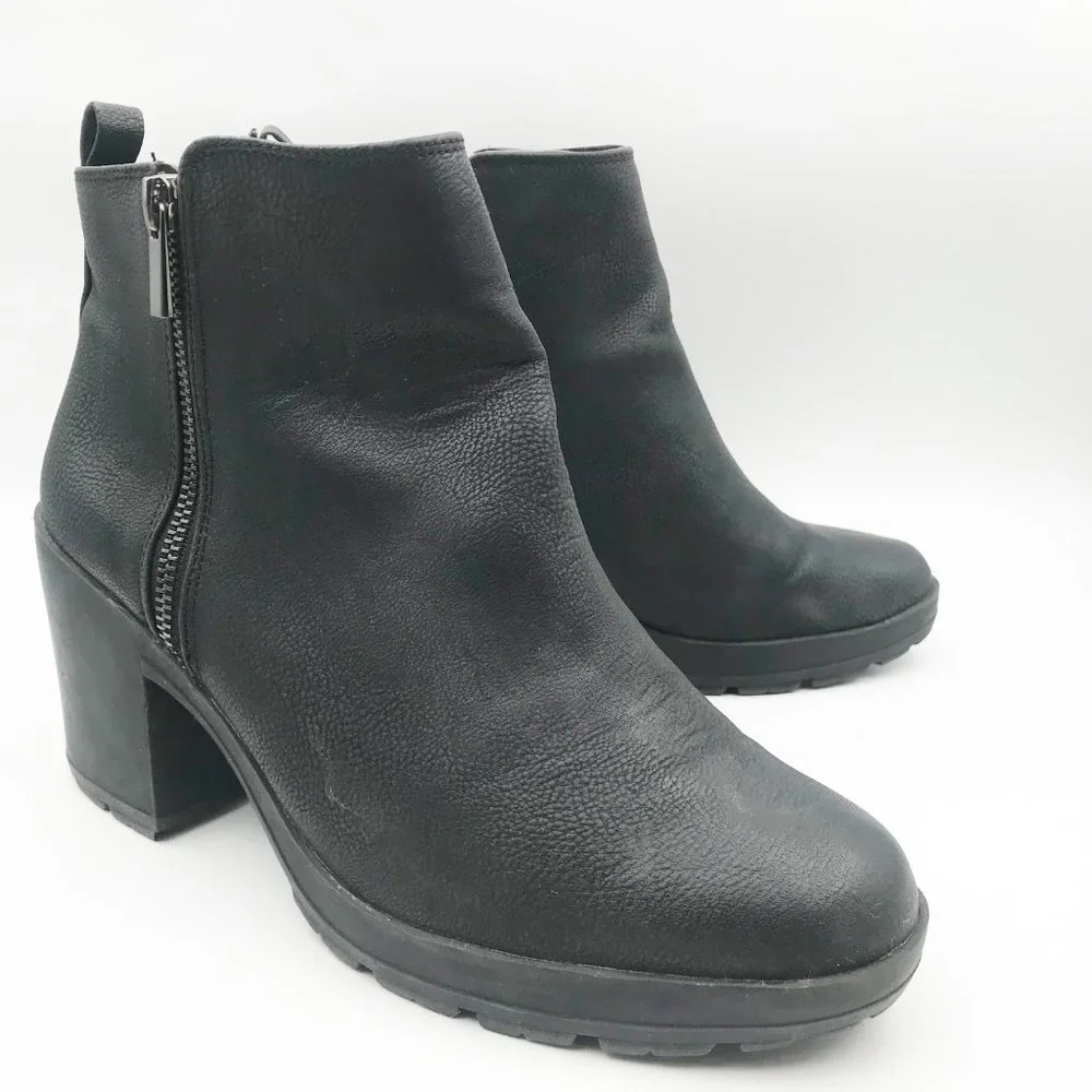 MIX NO. 6 Weinbaum Black Chunky Platform Block Heel Ankle Boots Womens 10
